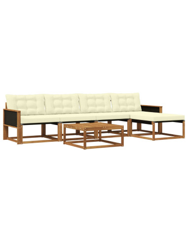 Set di divani da esterno con cuscino 6 pcs Naturale e Crema