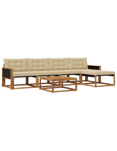 Set di divani da esterno con cuscino 6 pcs Naturale e Beige