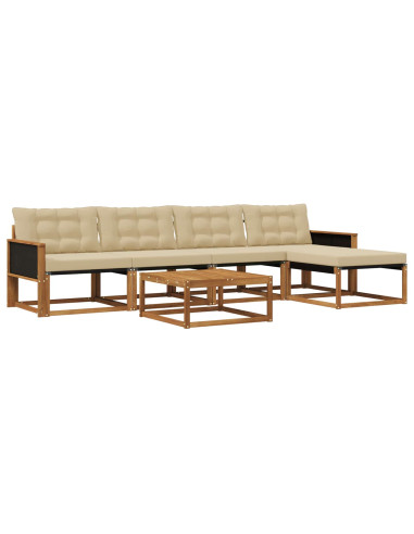 Set di divani da esterno con cuscino 6 pcs Naturale e Beige