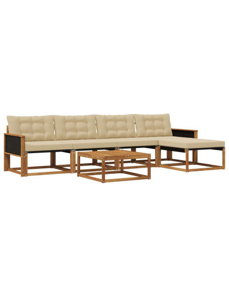 Set di divani da esterno con cuscino 6 pcs Naturale e Beige