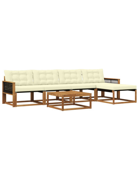 Set di divani da esterno con cuscino 6 pcs Naturale e Crema