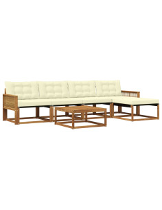 Set di divani da esterno con cuscino 6 pcs Naturale e Crema