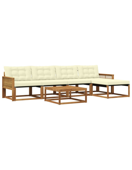 Set di divani da esterno con cuscino 6 pcs Naturale e Crema