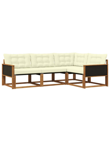 Set di divani da esterno con cuscino 4 pcs Naturale e Crema