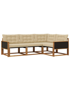 Set di divani da esterno con cuscino 4 pcs Naturale e Beige
