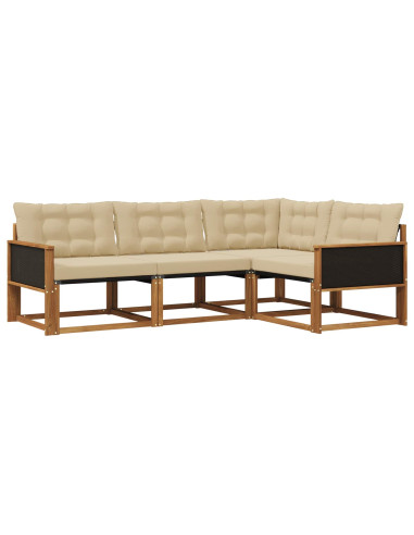 Set di divani da esterno con cuscino 4 pcs Naturale e Beige