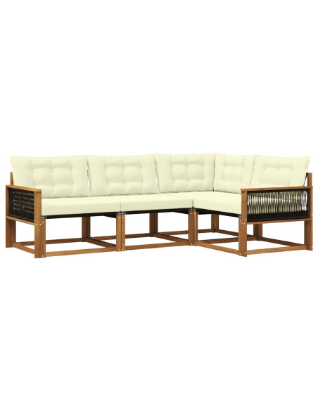 Set di divani da esterno con cuscino 4 pcs Naturale e Crema