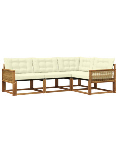 Set di divani da esterno con cuscino 4 pcs Naturale e Crema