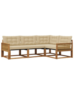 Set di divani da esterno con cuscino 4 pcs Naturale e Beige