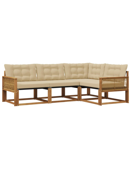 Set di divani da esterno con cuscino 4 pcs Naturale e Beige