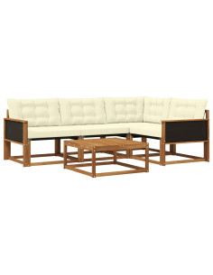 Set di divani da esterno con cuscino 5 pcs Naturale e Crema