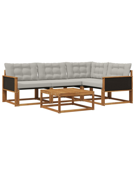 Set di divani da esterno 5 pcs Naturale e Grigio Chiaro