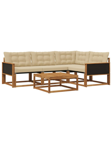 Set di divani da esterno con cuscino 5 pcs Naturale e Beige