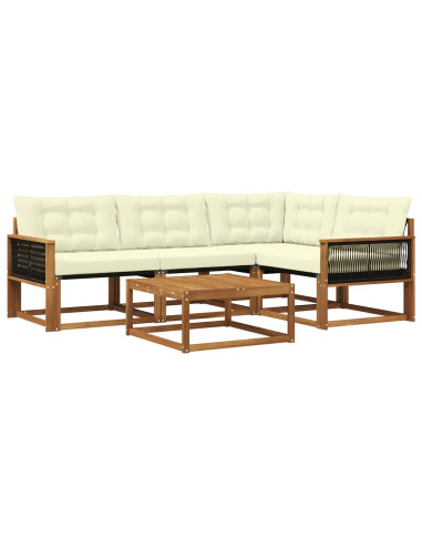 Set di divani da esterno con cuscino 5 pcs Naturale e Crema