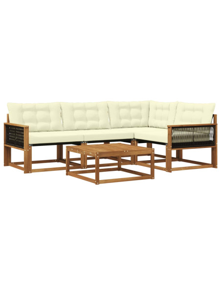 Set di divani da esterno con cuscino 5 pcs Naturale e Crema