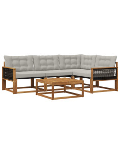 Set di divani da esterno 5 pcs Naturale e Grigio Chiaro