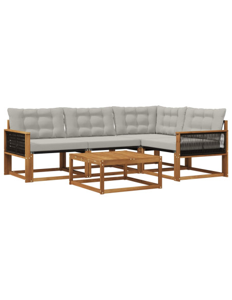 Set di divani da esterno 5 pcs Naturale e Grigio Chiaro