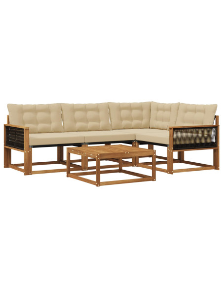 Set di divani da esterno con cuscino 5 pcs Naturale e Beige