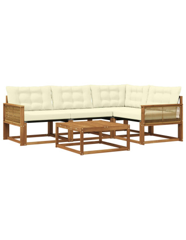 Set di divani da esterno con cuscino 5 pcs Naturale e Crema