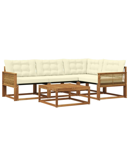Set di divani da esterno con cuscino 5 pcs Naturale e Crema