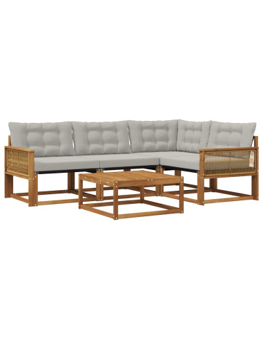 Set di divani da esterno 5 pcs Naturale e Grigio Chiaro