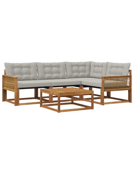 Set di divani da esterno 5 pcs Naturale e Grigio Chiaro