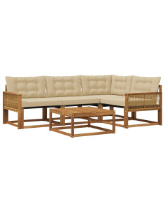 Set di divani da esterno con cuscino 5 pcs Naturale e Beige