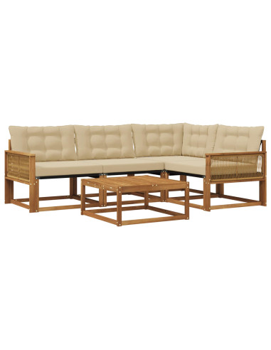 Set di divani da esterno con cuscino 5 pcs Naturale e Beige