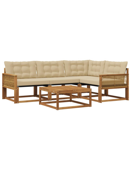 Set di divani da esterno con cuscino 5 pcs Naturale e Beige