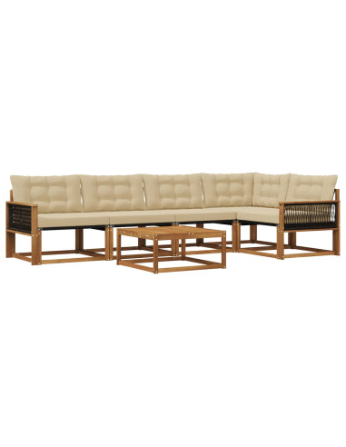Set di divani da esterno con cuscino 6 pcs Naturale e Beige