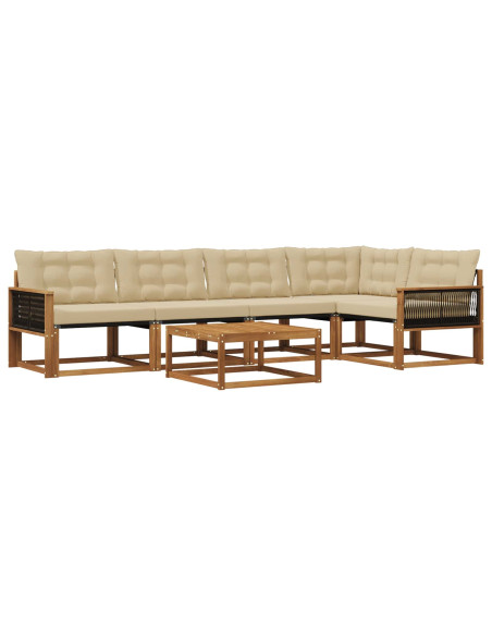 Set di divani da esterno con cuscino 6 pcs Naturale e Beige