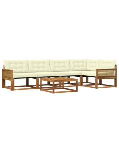 Set di divani da esterno con cuscino 6 pcs Naturale e Crema