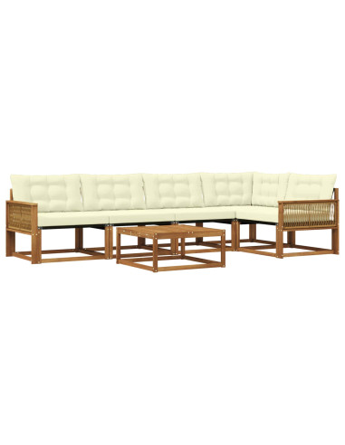Set di divani da esterno con cuscino 6 pcs Naturale e Crema