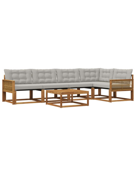 Set di divani da esterno 6 pcs Naturale e Grigio Chiaro