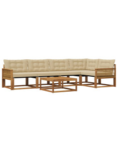Set di divani da esterno con cuscino 6 pcs Naturale e Beige
