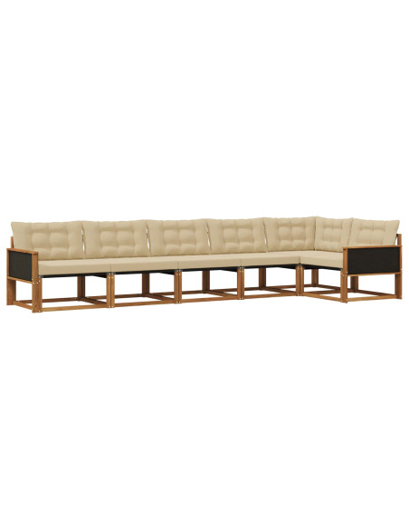 Set di divani da esterno con cuscino 6 pcs Naturale e Beige