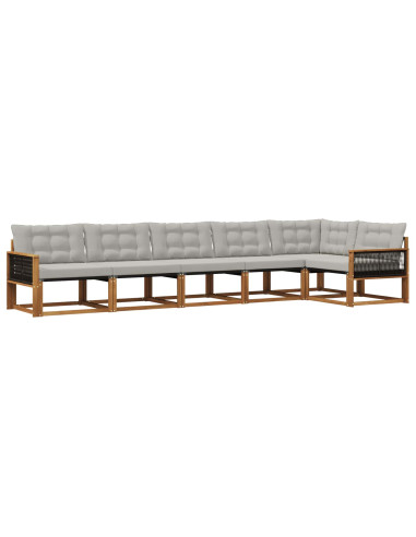 Set di divani da esterno 6 pcs Naturale e Grigio Chiaro