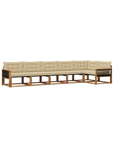 Set di divani da esterno con cuscino 6 pcs Naturale e Beige