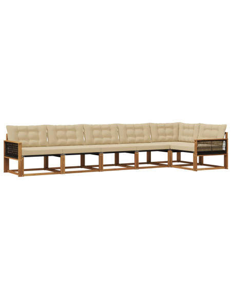 Set di divani da esterno con cuscino 6 pcs Naturale e Beige