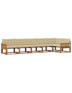 Set di divani da esterno con cuscino 6 pcs Naturale e Beige