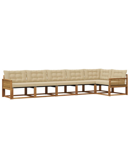 Set di divani da esterno con cuscino 6 pcs Naturale e Beige