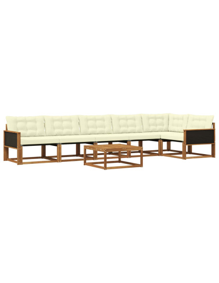 Set di divani da esterno con cuscino 7 pcs Naturale e Crema