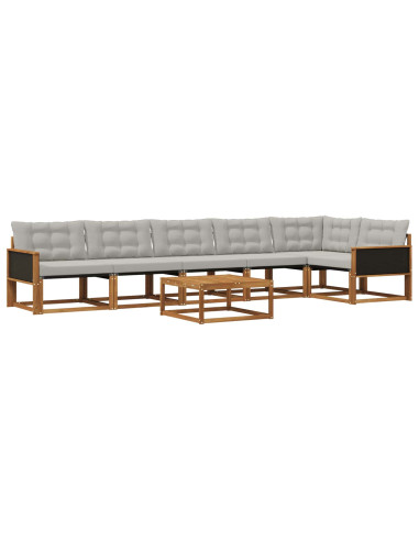 Set di divani da esterno 7 pcs Naturale e Grigio Chiaro
