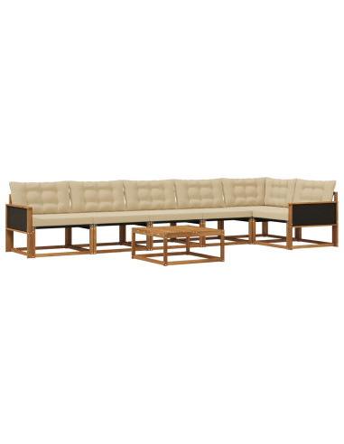 Set di divani da esterno con cuscino 7 pcs Naturale e Beige