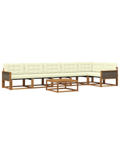 Set di divani da esterno con cuscino 7 pcs Naturale e Crema