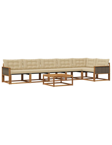 Set di divani da esterno con cuscino 7 pcs Naturale e Beige