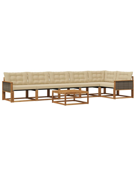 Set di divani da esterno con cuscino 7 pcs Naturale e Beige