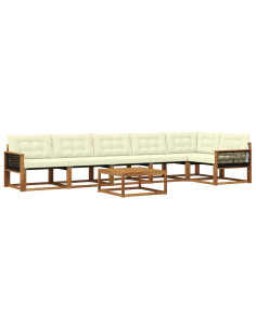 Set di divani da esterno con cuscino 7 pcs Naturale e Crema