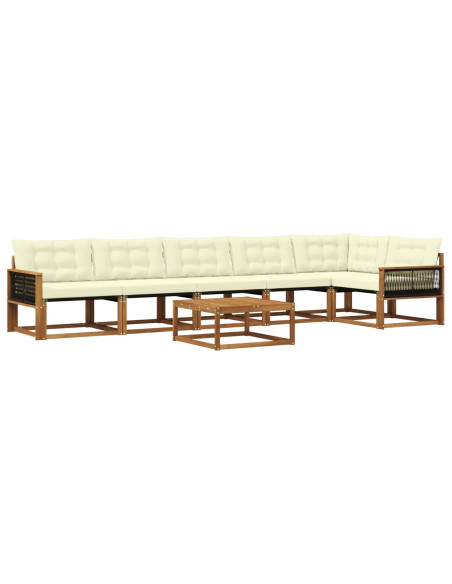 Set di divani da esterno con cuscino 7 pcs Naturale e Crema