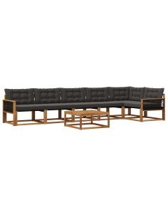 Set di divani da esterno con cuscino 7 pcs Naturale e Nero